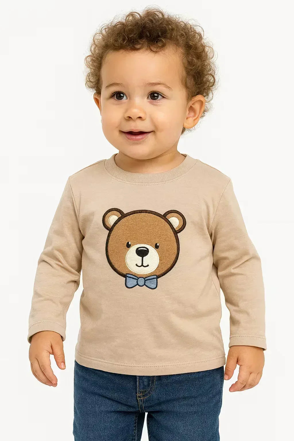 Baby Embroidery Full Sleeve T shirt Brown - Beads Clothing
