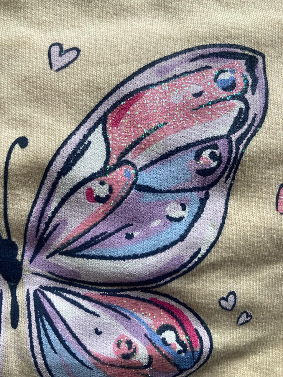 Girls Jogging Top Butterfly Ivory