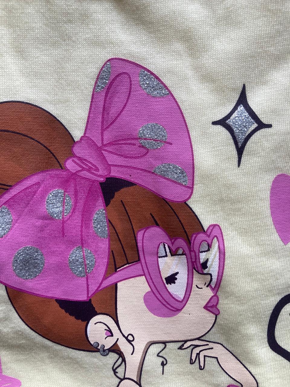 Girls Top Being cute girl Cream