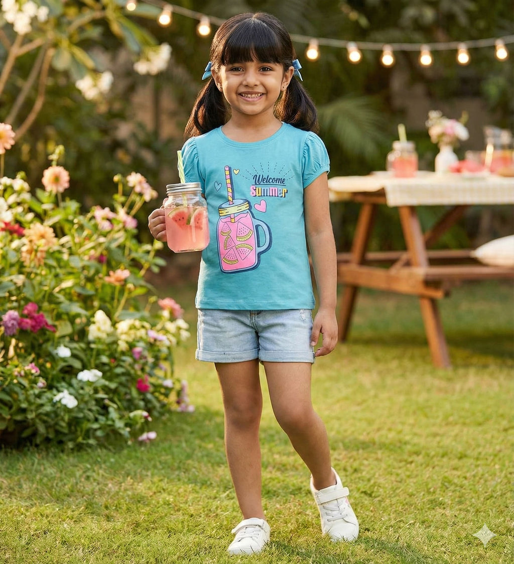 Girls Top watermelon Turquoise