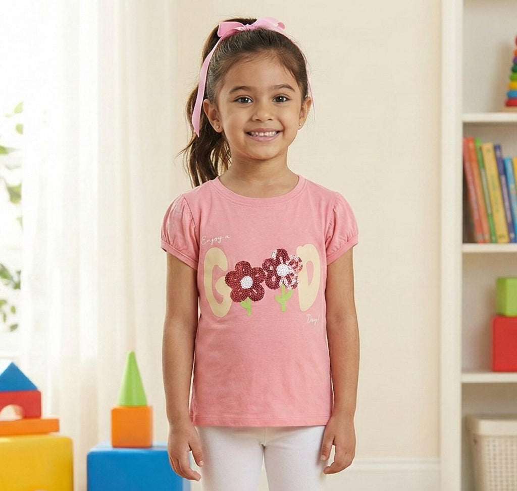 Girls Top GOOD Coral