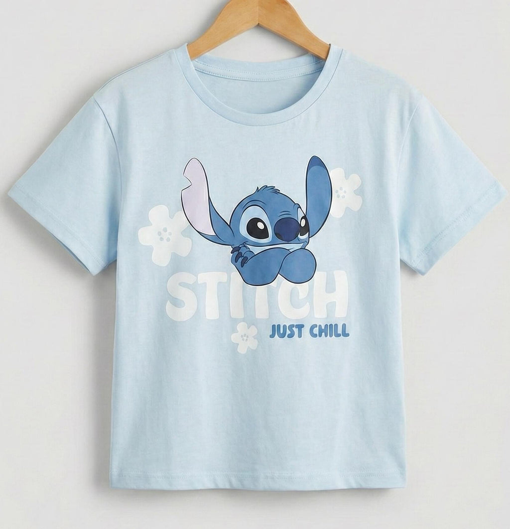 Girls Crop Top Just Chill Sky Blue