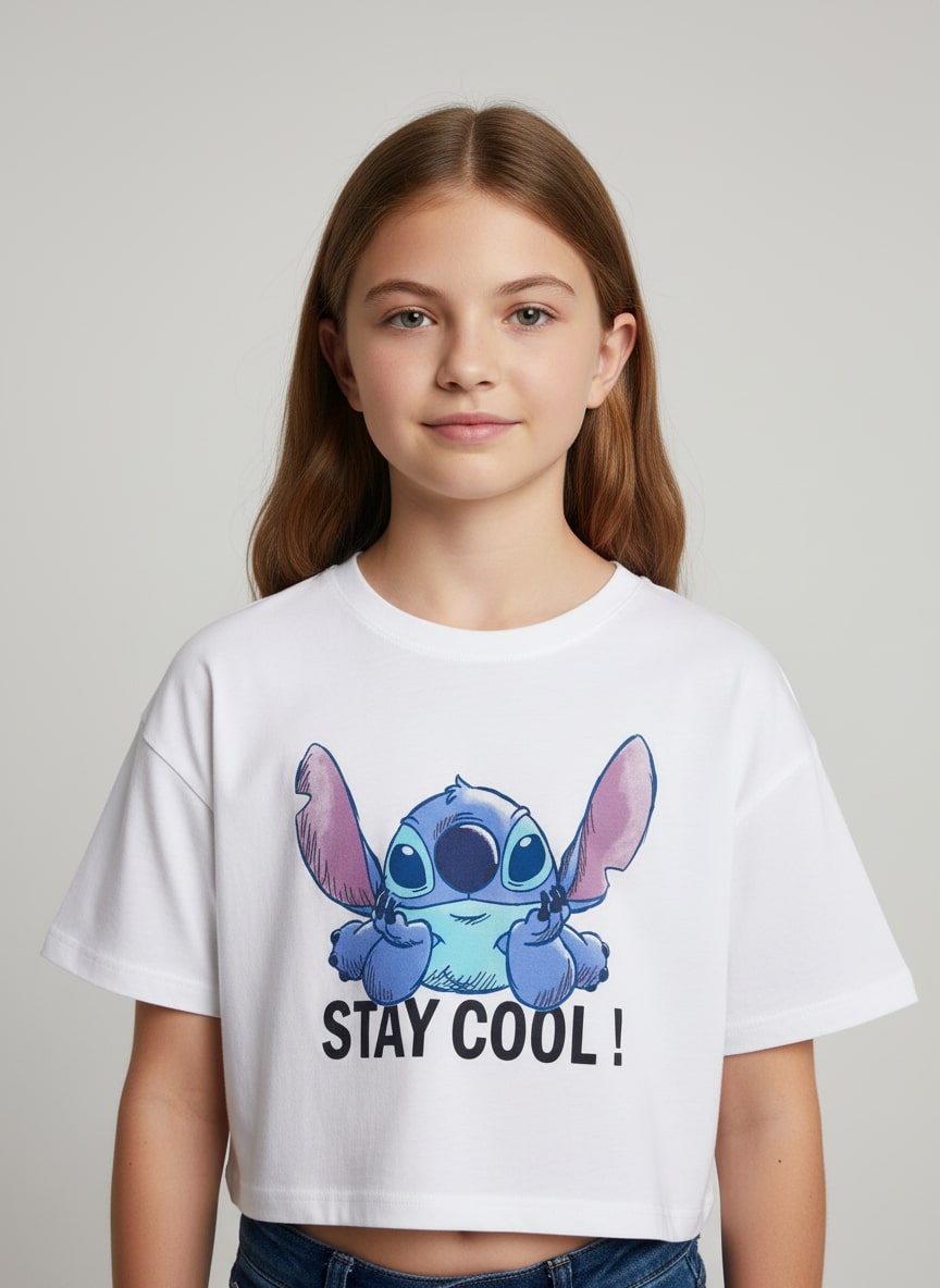 Girls Crop Top Stay Cool White