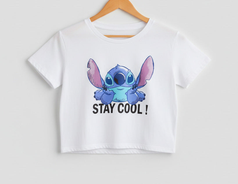 Girls Crop Top Stay Cool White