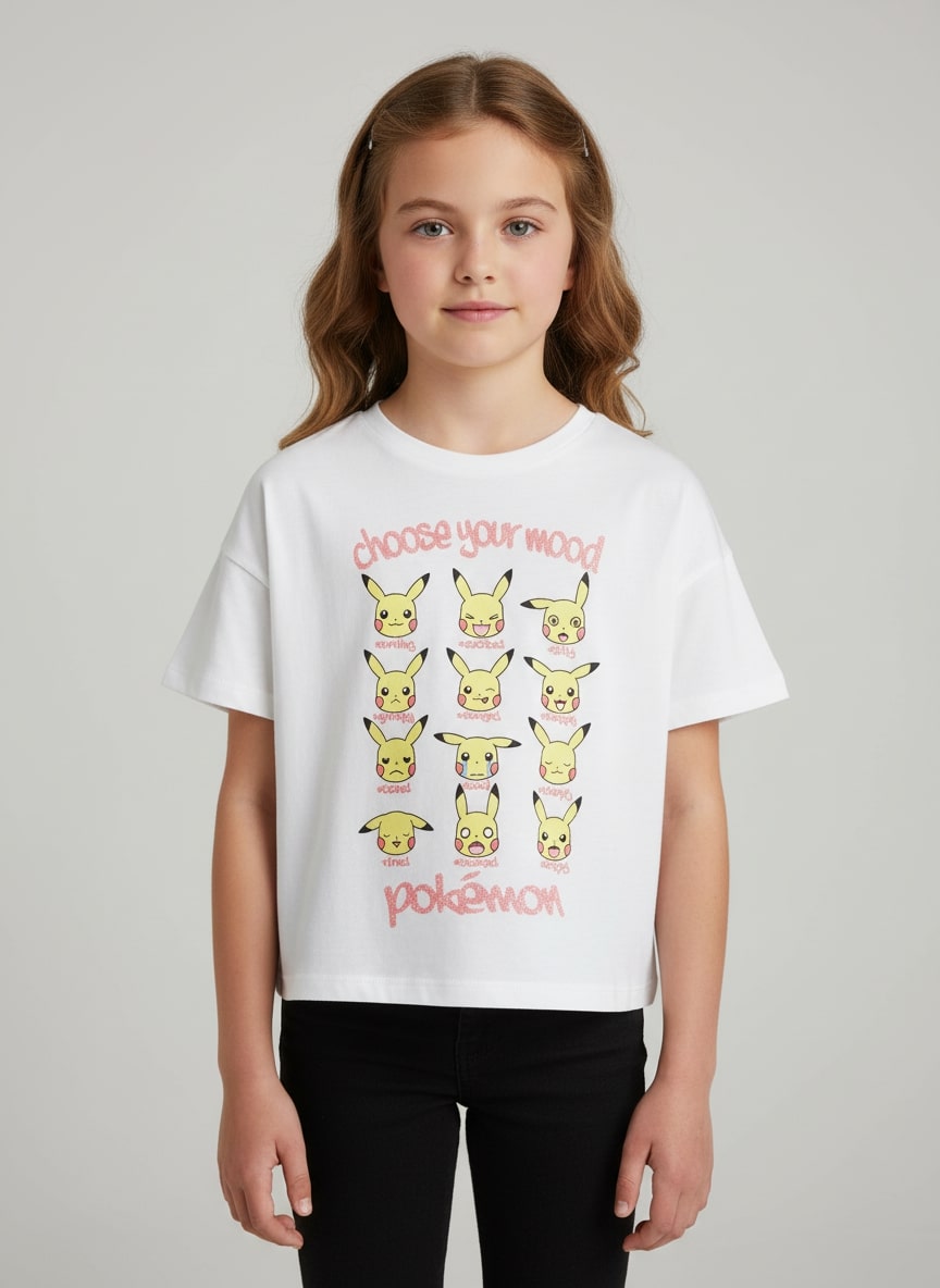 Girls Crop Top Choose Your Mood Beige