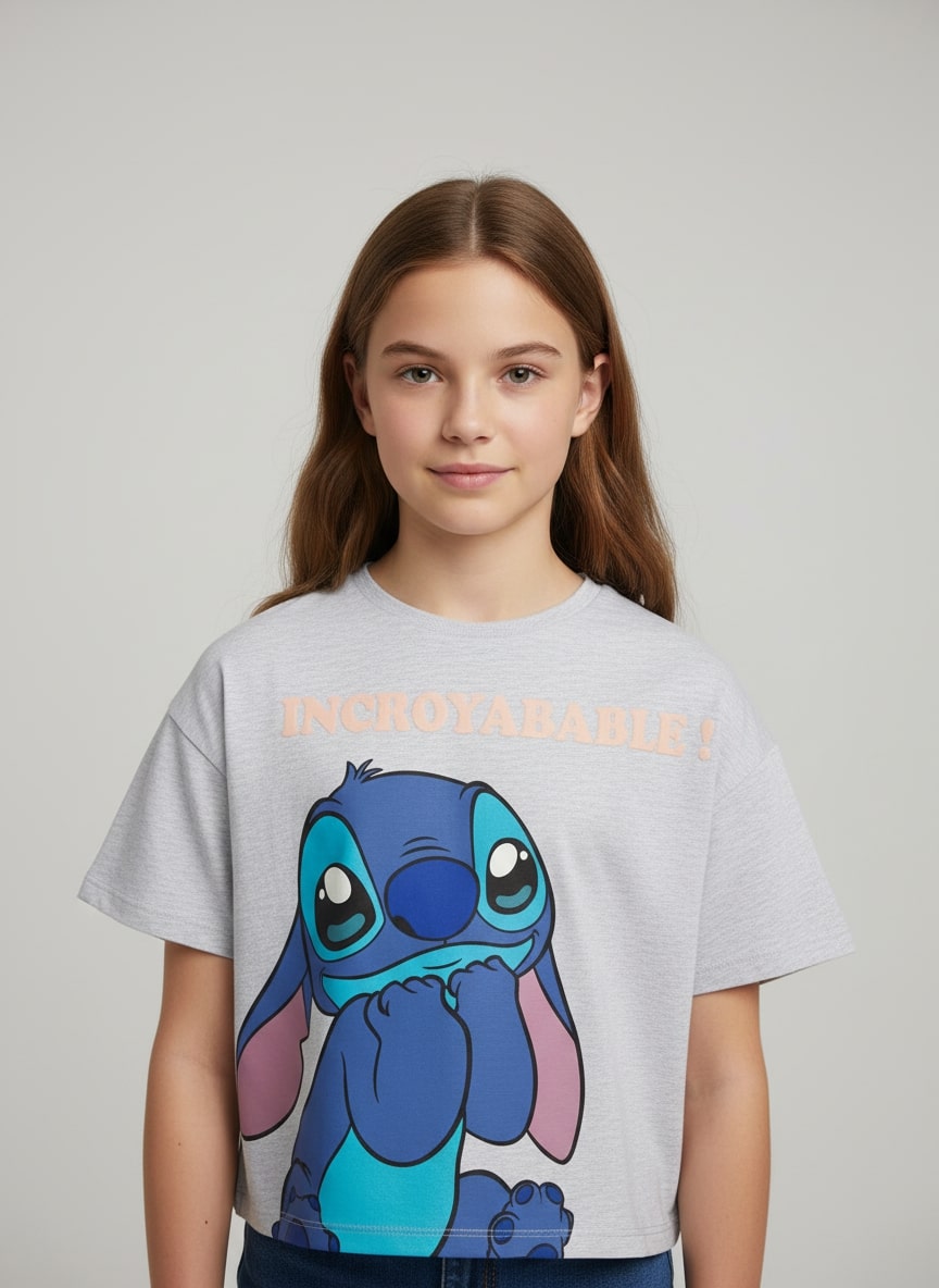 Girls Crop Top Incroyable Light Grey